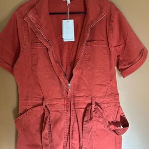 Skies Are Blue Women's Brick Red🧱 Utility Jumpsuit